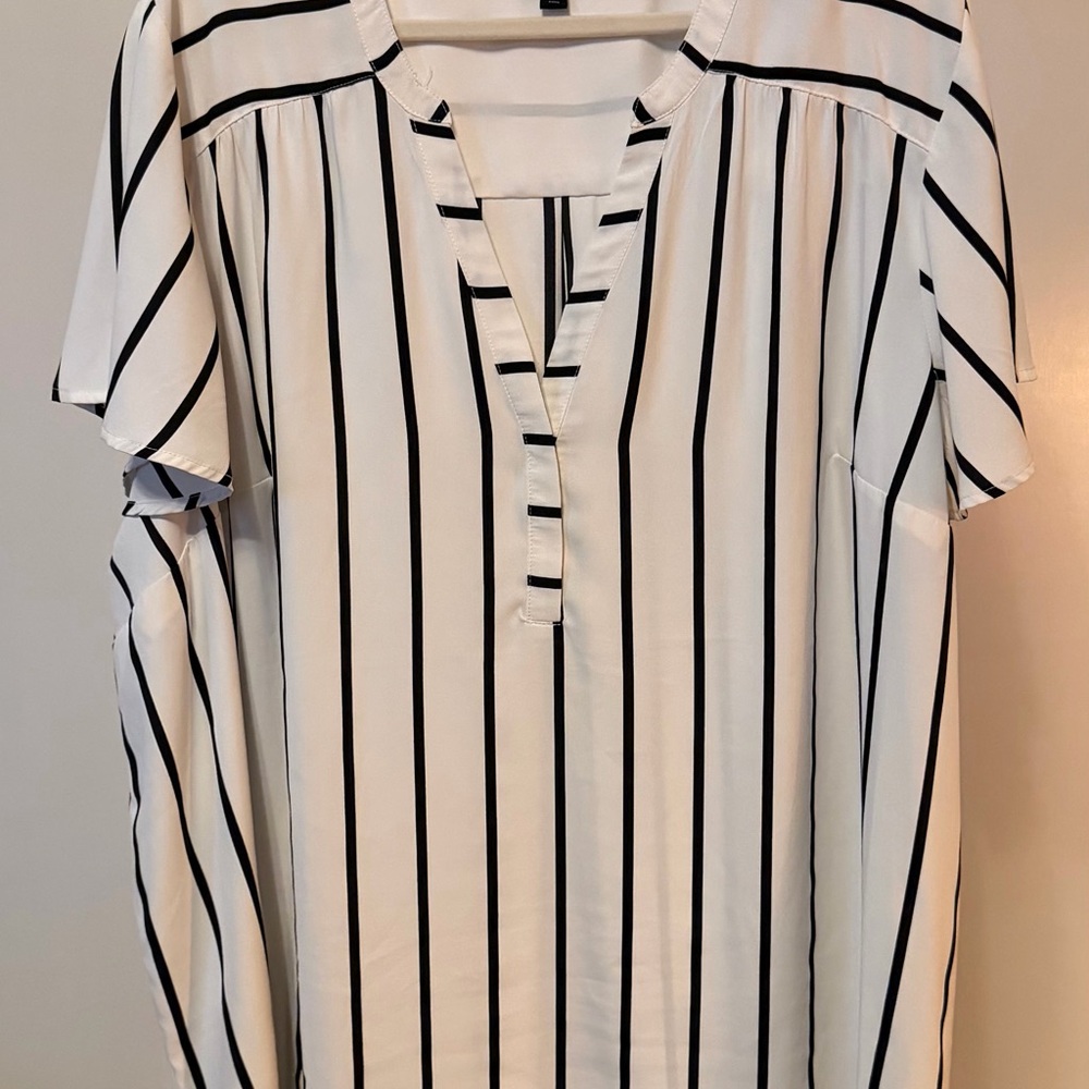 Torrid Black and White Striped Blouse
